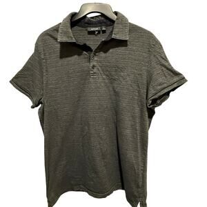 Apt 9 size L black and grey striped quarter button collared tee